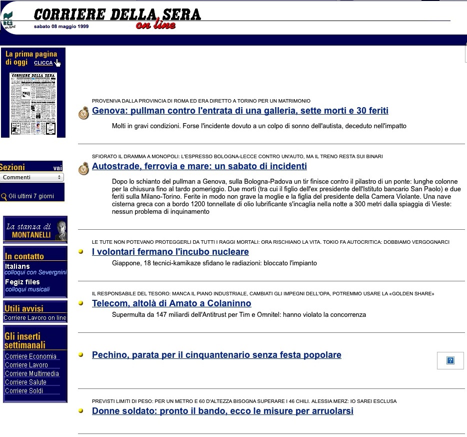 Corriere della Sera nel 1999