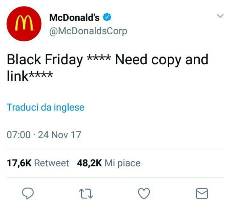 McDonalds Epic Fail su Twitter